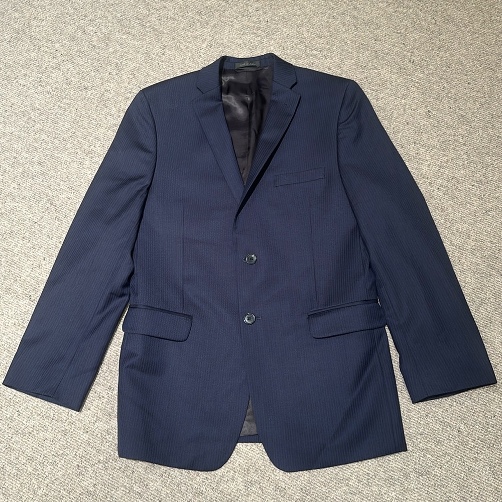 HART SCHAFFER MARX BOYS NAVY TWO BUTTON WOOL LINED SUIT JACKET SEPARATE SIZE 18R